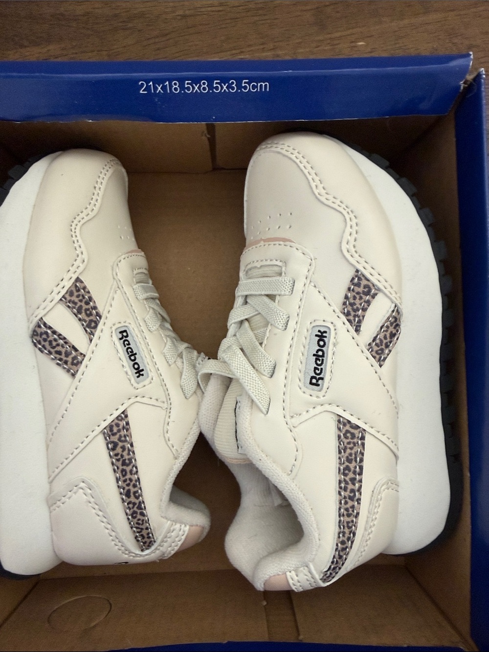 Reebok Kids Cream Sneakers with Leopard Trim